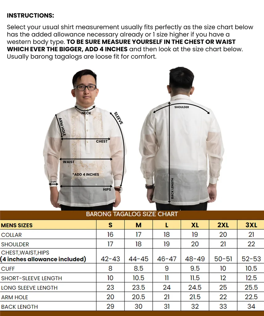 Premium Cocoon Groom & Groomsmen Barong Tagalog Package - JEF789