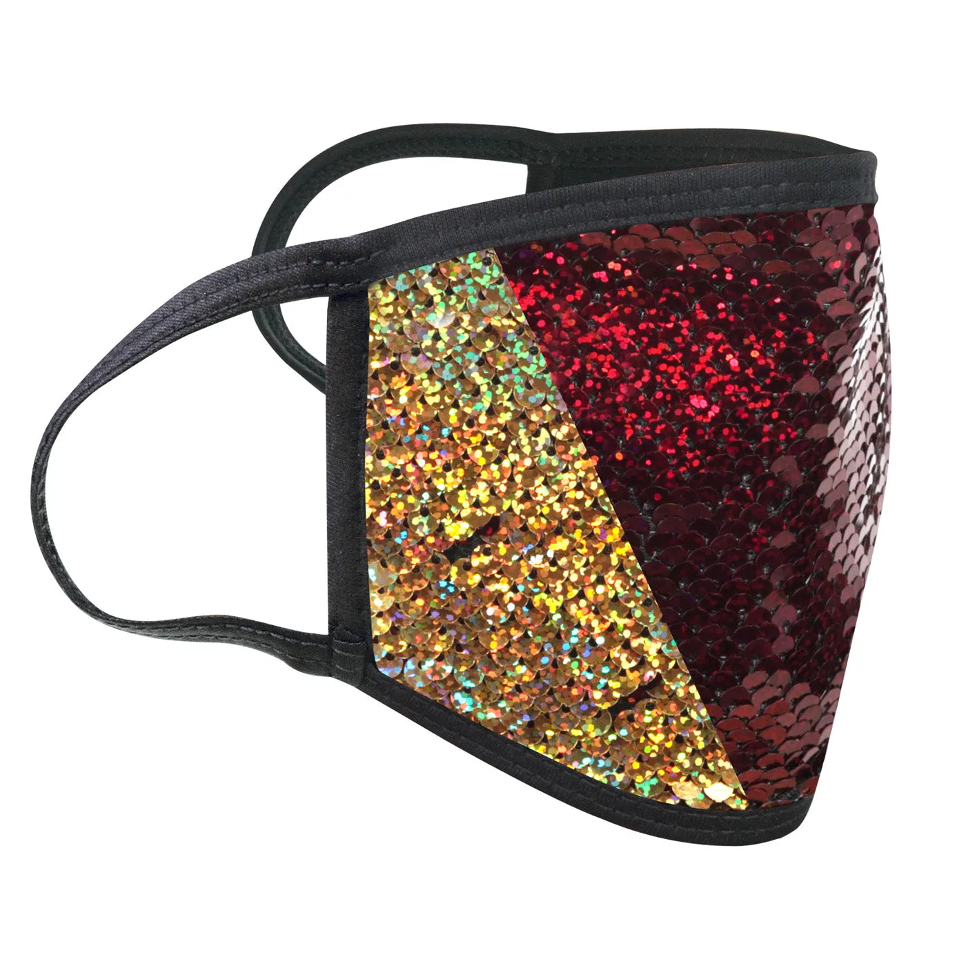 Ruby-Gold Adult Sequin Face Mask