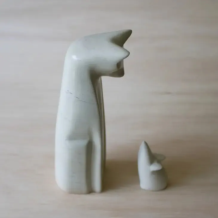 Soapstone Cat and Mouse Friends
