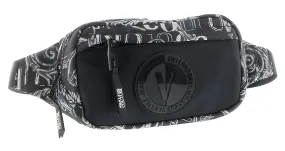 Versace Jeans Couture Black White Baroque Print Pouch Waist Bag