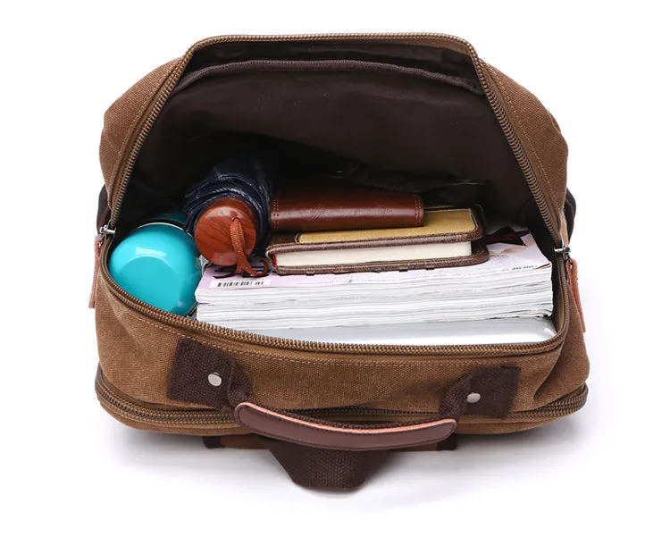 Vintage Canvas Zipper Student Backpack